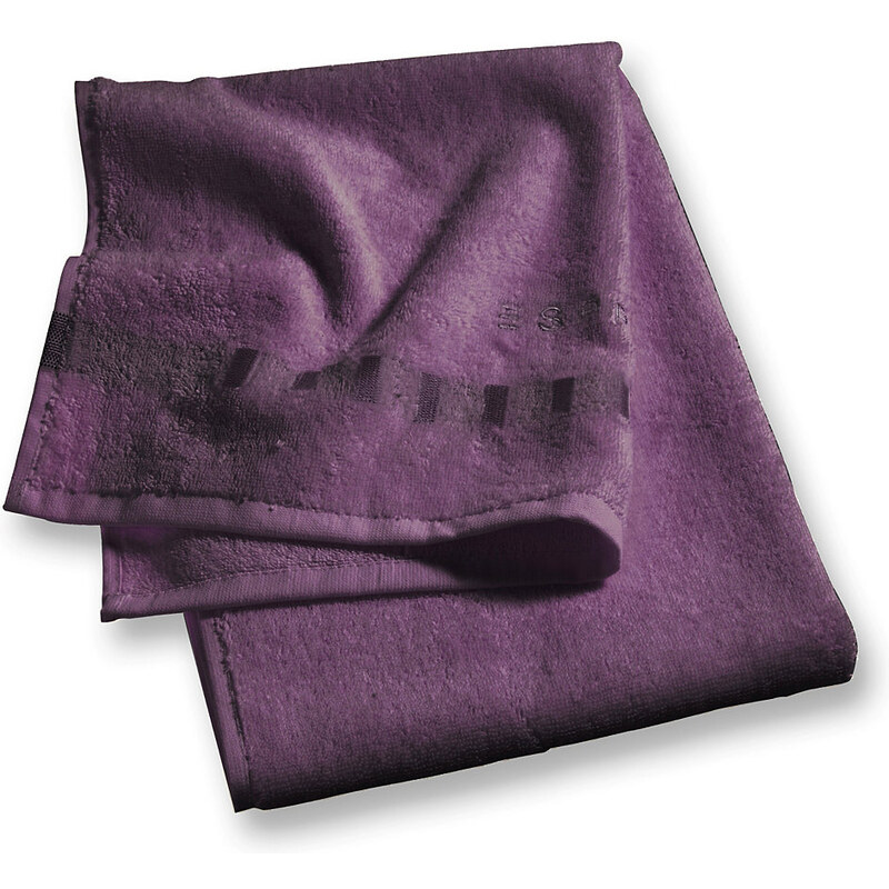 Esprit Home Handtücher Solid mit Bordüre aus Rechtecken lila 2x 50x100 cm