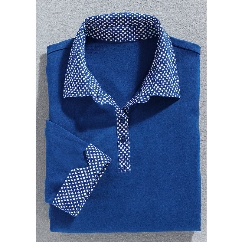 Damen Classic Basics Poloshirt mit Sternchen-Muster bedruckt CLASSIC BASICS blau 36,38,40,42,44,46,48,50,52,54
