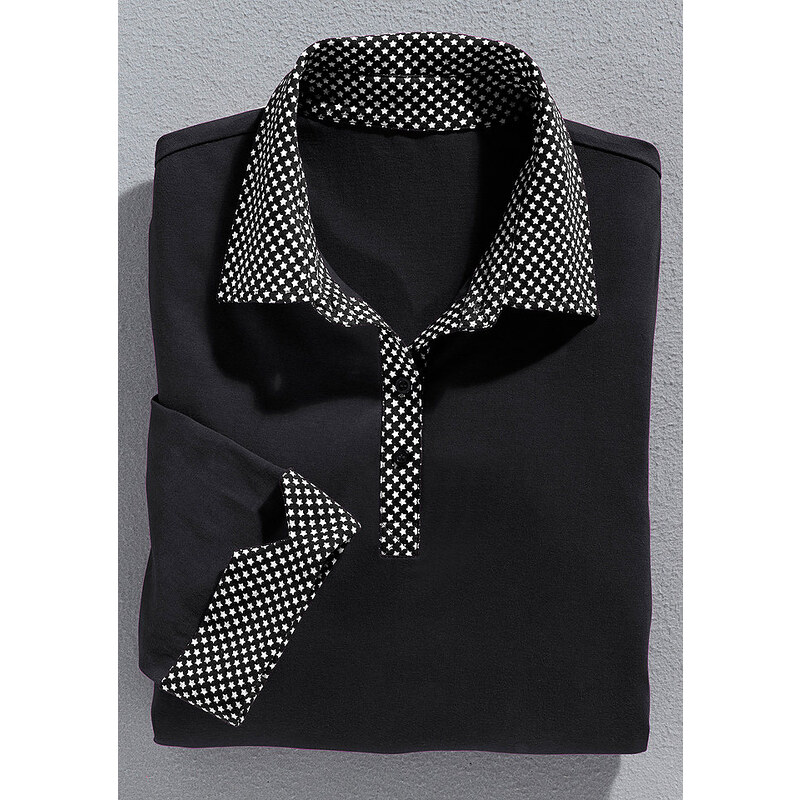 Damen Classic Basics Poloshirt mit Sternchen-Muster bedruckt CLASSIC BASICS schwarz 36,38,40,42,44,46,48,50,52,54