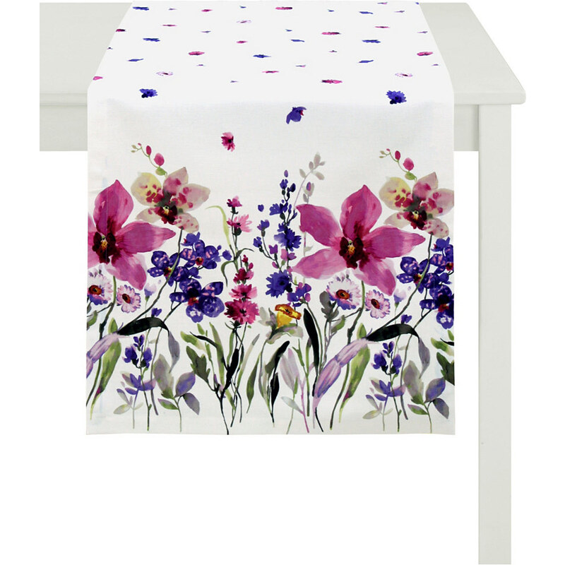 APELT Tischläufer 4060- Digitaldruck Blumenwiese lila 48x140 cm