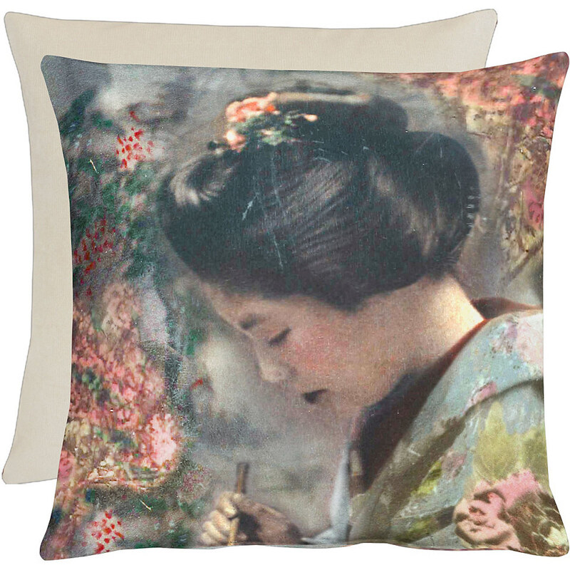 APELT Kissen Geisha Leinendruck bunt 45x45 cm