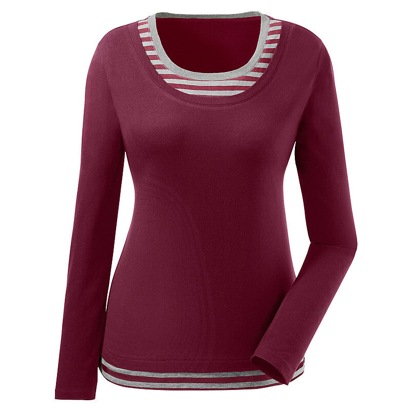 Damen Classic Inspirationen Shirt mit gestreiftem Einsatz an Ausschnitt und Saum CLASSIC INSPIRATIONEN rot 36,38,40,42,44,46,48,50,52,54