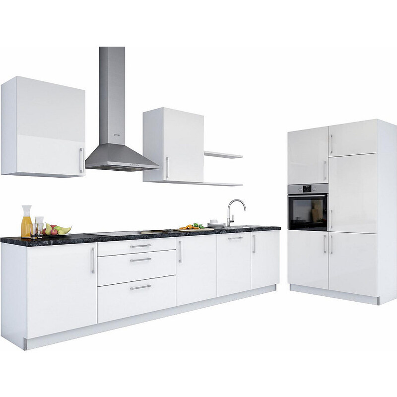 SET ONE BY MUSTERRING set one by Musterring Küchenzeile Navaro mit E-Geräten Breite 330 cm weiß