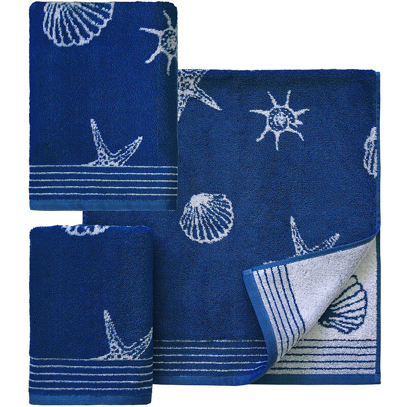Dyckhoff Handtuch Set Seashell mit Muschelmuster blau