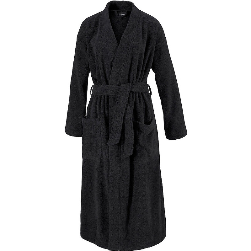 Unisex-Bademantel Topas in Kimonoform Egeria schwarz L,M,S,XL