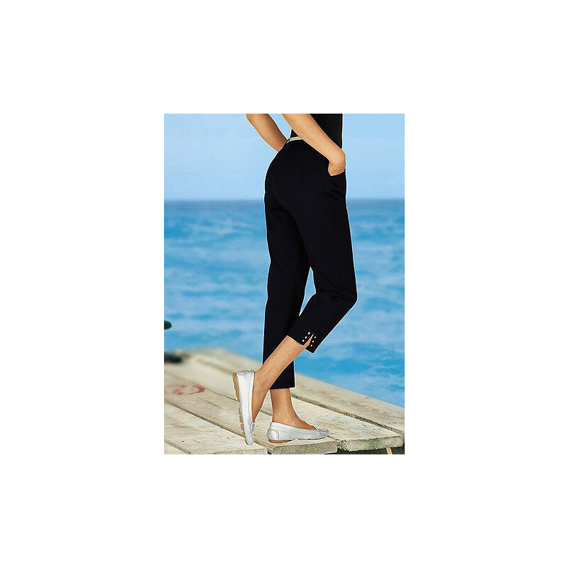 Ambria Damen Hose mit dekorativer Nietenverzierung am Fußschlitz schwarz 36,38,40,42,44,46,48,50