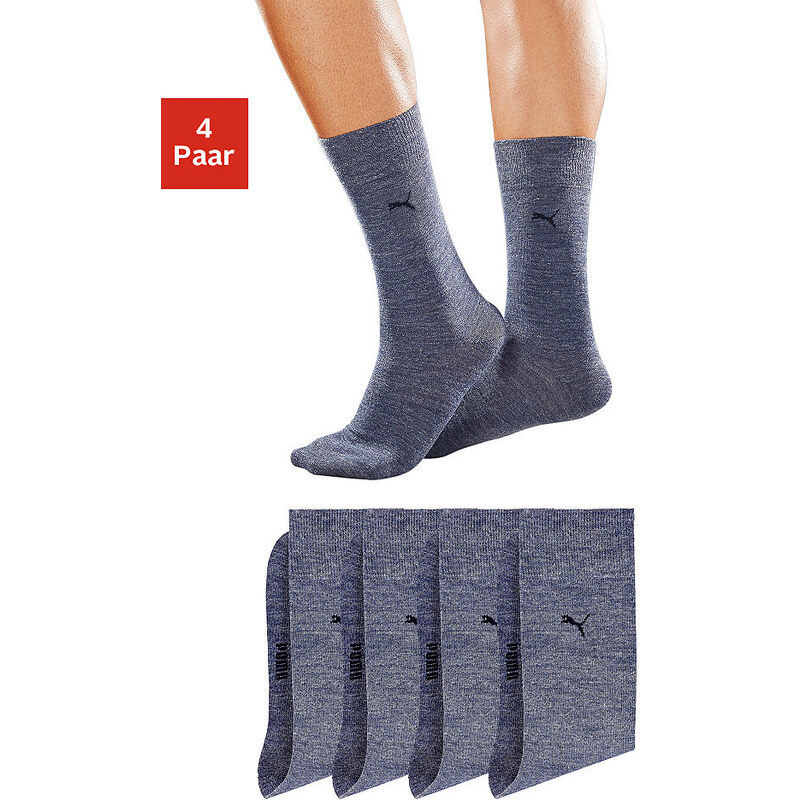 Puma Basic-Socken (4 Paar) mit druckfreiem Komfortbund blau 39-42,43-46
