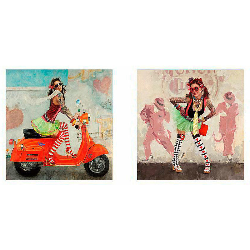 Deco-Panel Girlie mit Roller/Girlie 2x 30/30 cm PREMIUM PICTURE bunt