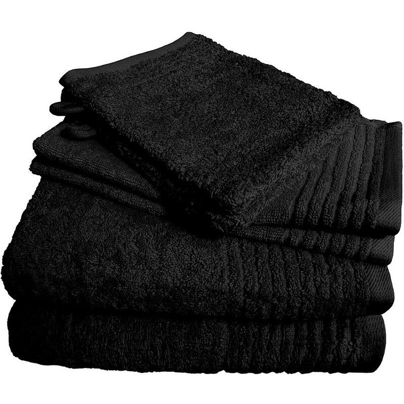 Dyckhoff Handtuch Set Brillant mit Streifenbordüre schwarz