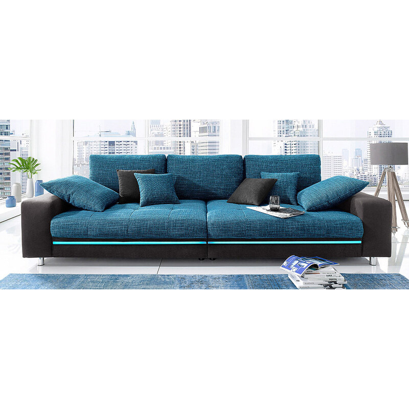 Big-Sofa wahlweise mit RGB-LED-Beleuchtung Baur 400 (=ivory/grau-ecru),412 (=hellgrau/schwarz-grau),413 (=beige/sand),414 (=schwarz/navy)