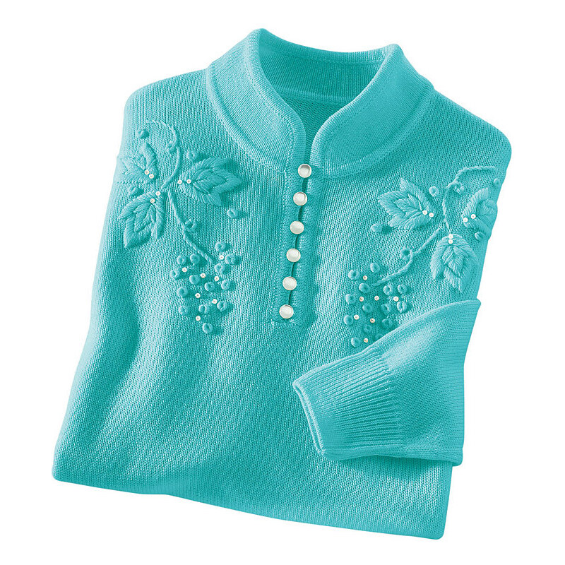 Damen Classic Pullover mit Stickerei CLASSIC blau 38,40,42,44,46,48,50,52,54