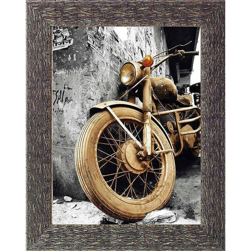 PREMIUM PICTURE Wandbild Motorrad angelehnt 60/80 cm grau