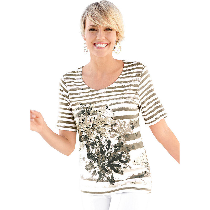 CLASSIC INSPIRATIONEN Damen Classic Inspirationen Shirt mit einem platzierten Blumendruck braun 36,38,40,42,44,46,48,50,52,54