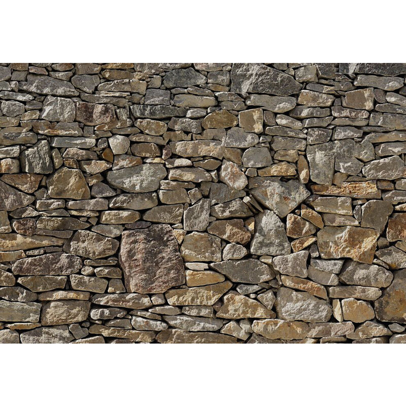 KOMAR Fototapete Stone Wall 368/254 cm grau