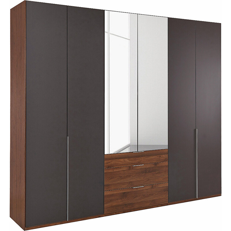 wimex Kleiderschrank mit Spiegeltüren und Schubkästen New York Columbia nussbaumfarben/lavafarben