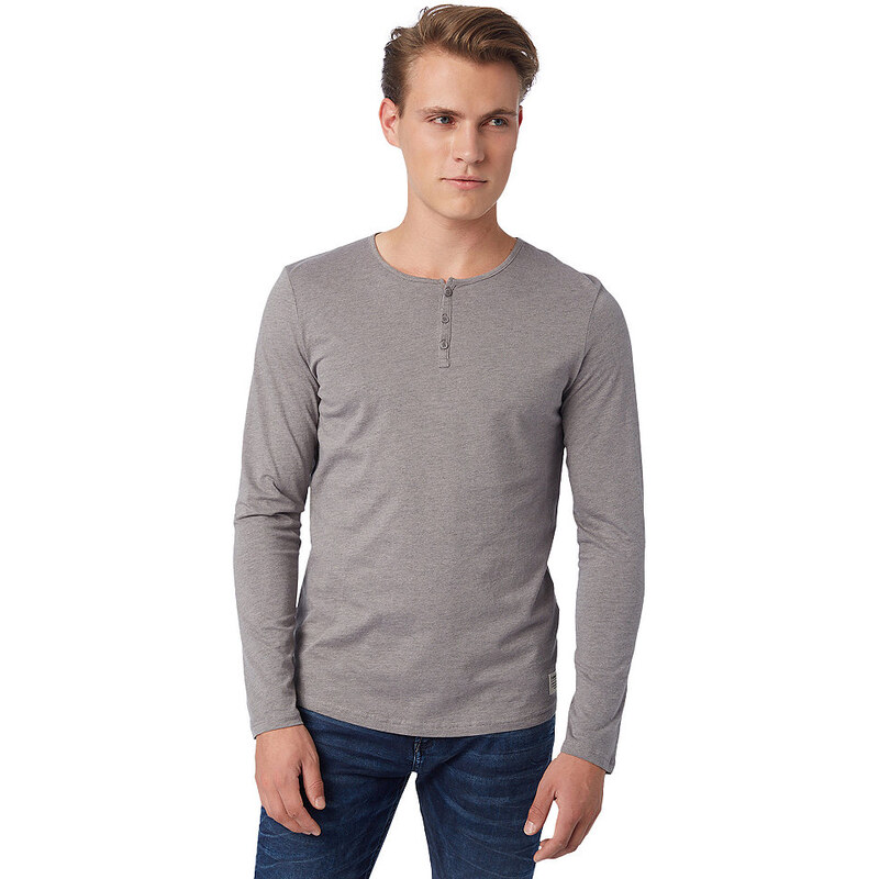 T-Shirt Langarm Henley-Shirt TOM TAILOR DENIM grau M,S,XL,XXL