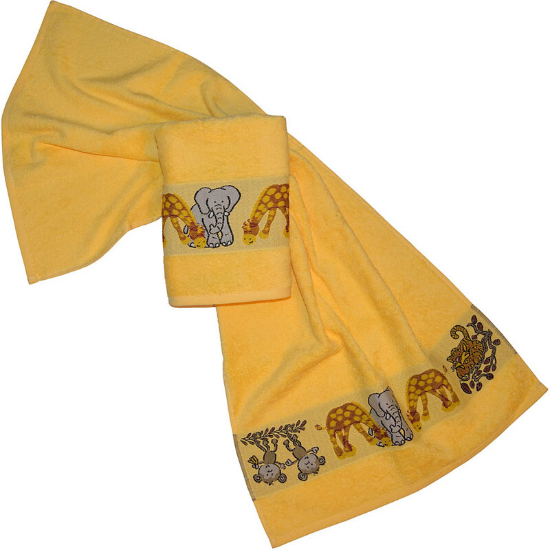 Dyckhoff Handtücher Affe mit Tierbordüre gelb 2x 50x100 cm