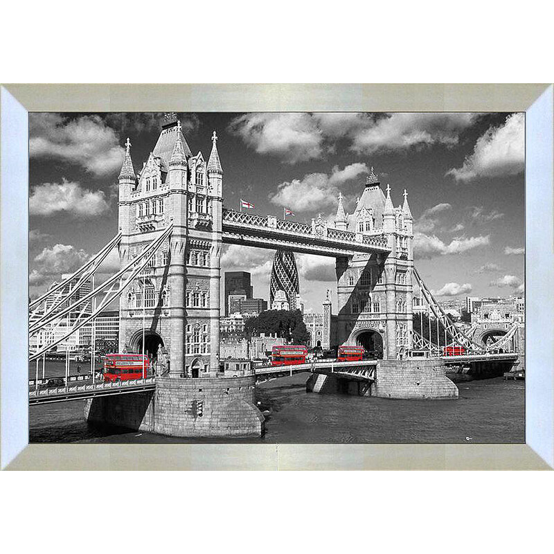 PREMIUM PICTURE Wandbild London Bridge England 90/60 cm grau