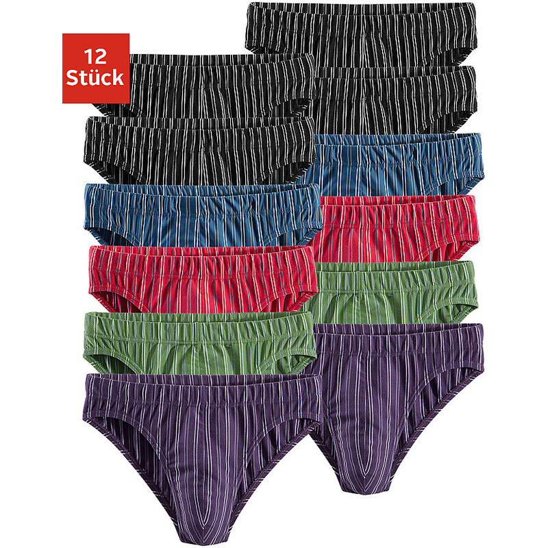 Le Jogger Slip (12 Stück) sportiver Style in schöner Farbpackung mit garngefärbten Streifen Farb-Set 3,5,6,7,8,9