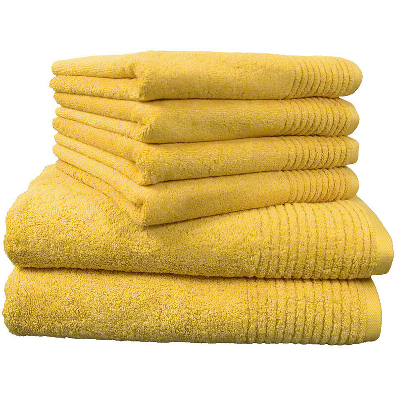 Handtuch Set Brillant mit Streifenbordüre Dyckhoff gelb