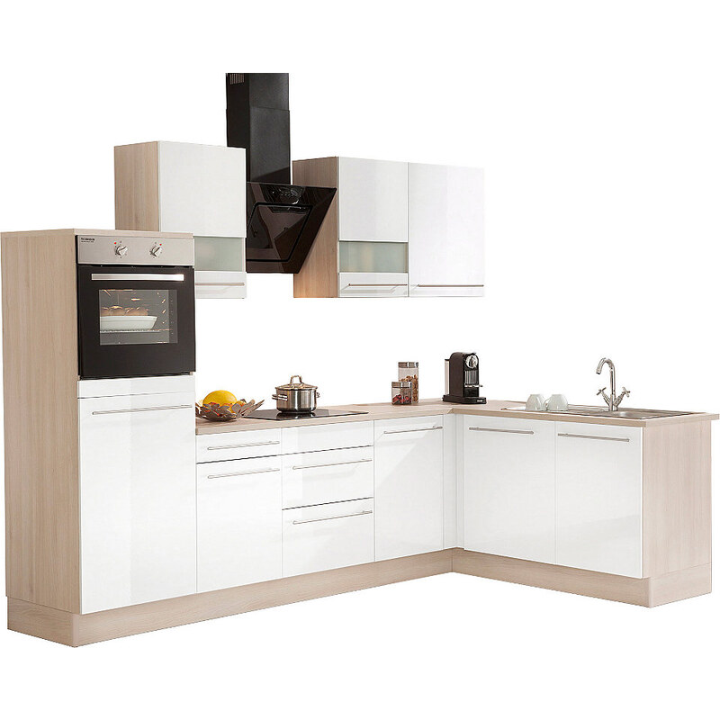 Winkelküche mit E-Geräten Bern Stellbreite 285 x 175 cm OPTIFIT weiß
