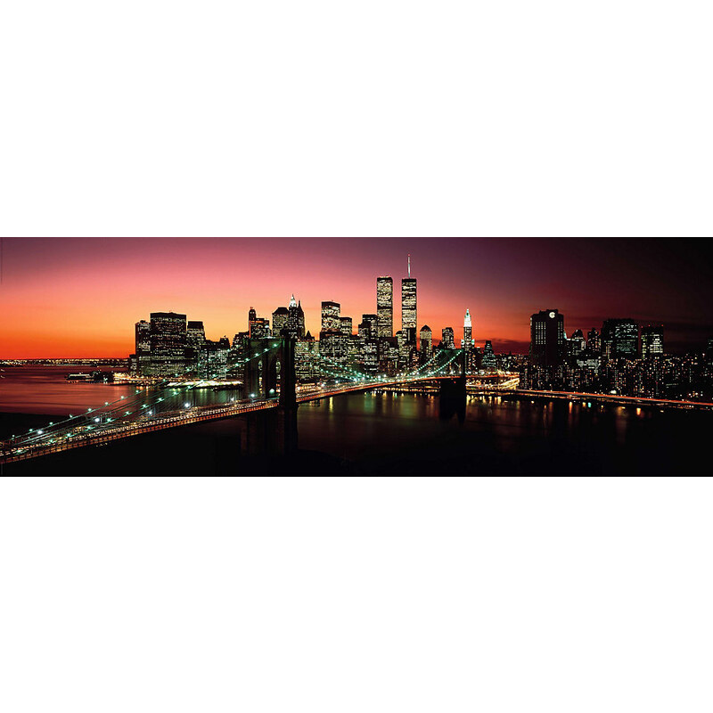 Bild New York - Brooklyn Bridge at night 156/52 cm HOME AFFAIRE lila