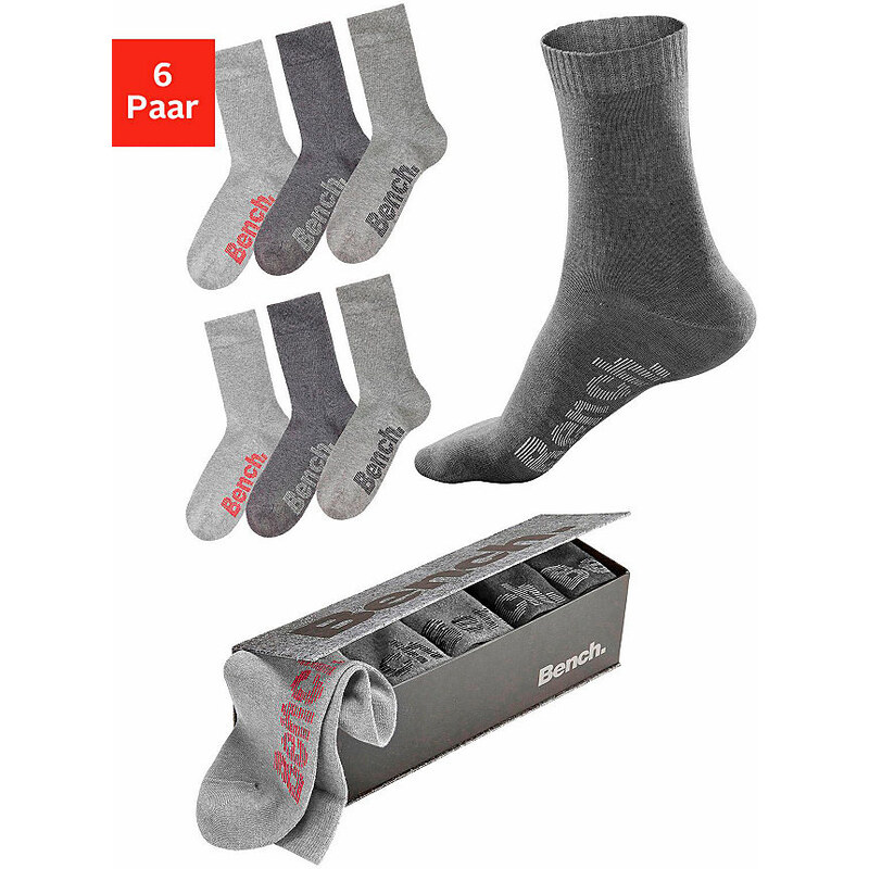 Socken (6 Paar) Bench grau 35-38,39-42,43-46,47-48