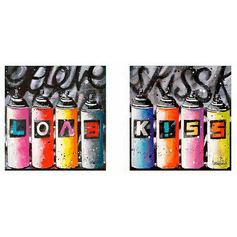 PREMIUM PICTURE Deco-Panel Spraydosen: Love and Kiss 2x 30/30 cm bunt