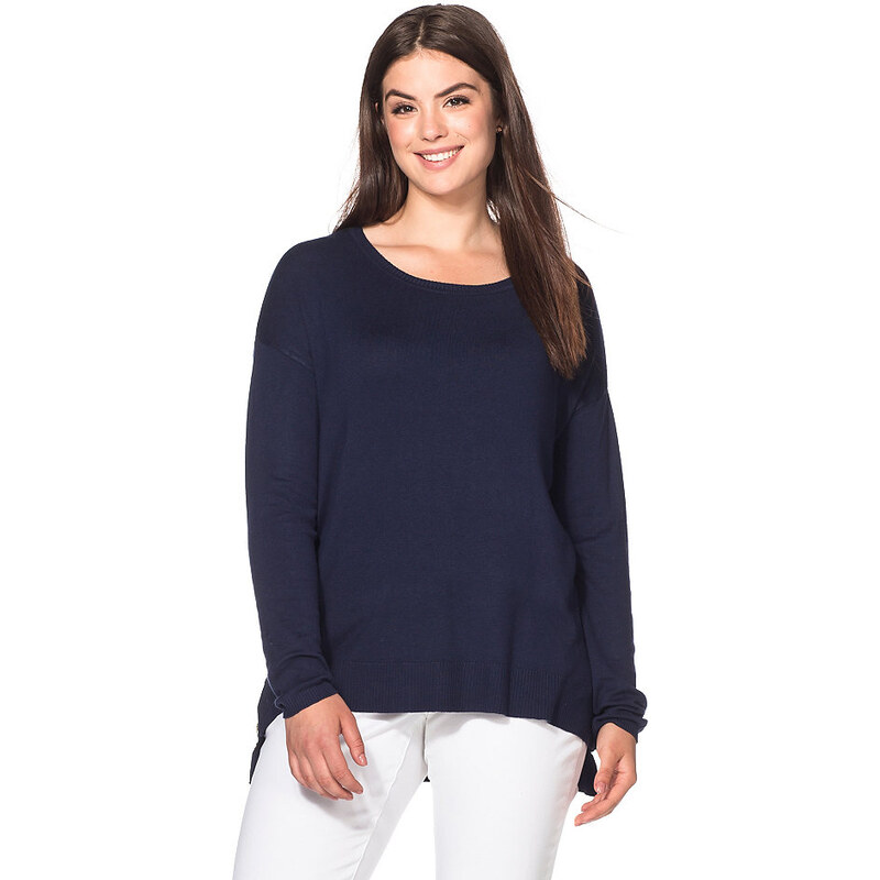 Damen Casual Oversized Pullover mit Zipper SHEEGO CASUAL blau 40/42,44/46,48/50,52/54,56/58