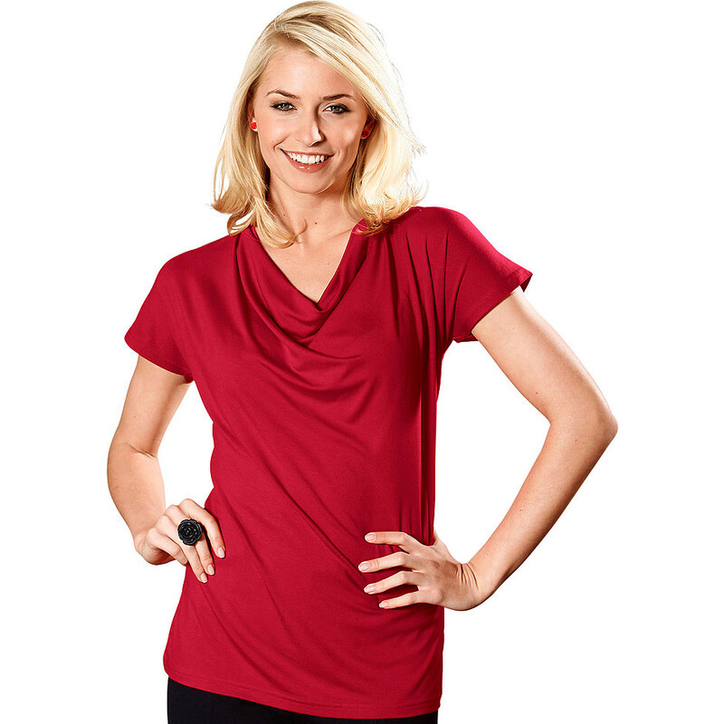 Damen Classic Inspirationen Shirt mit reizvollem Wasserfall-Ausschnitt CLASSIC INSPIRATIONEN rot 36,38,40,42,44,46,48,50,52,54
