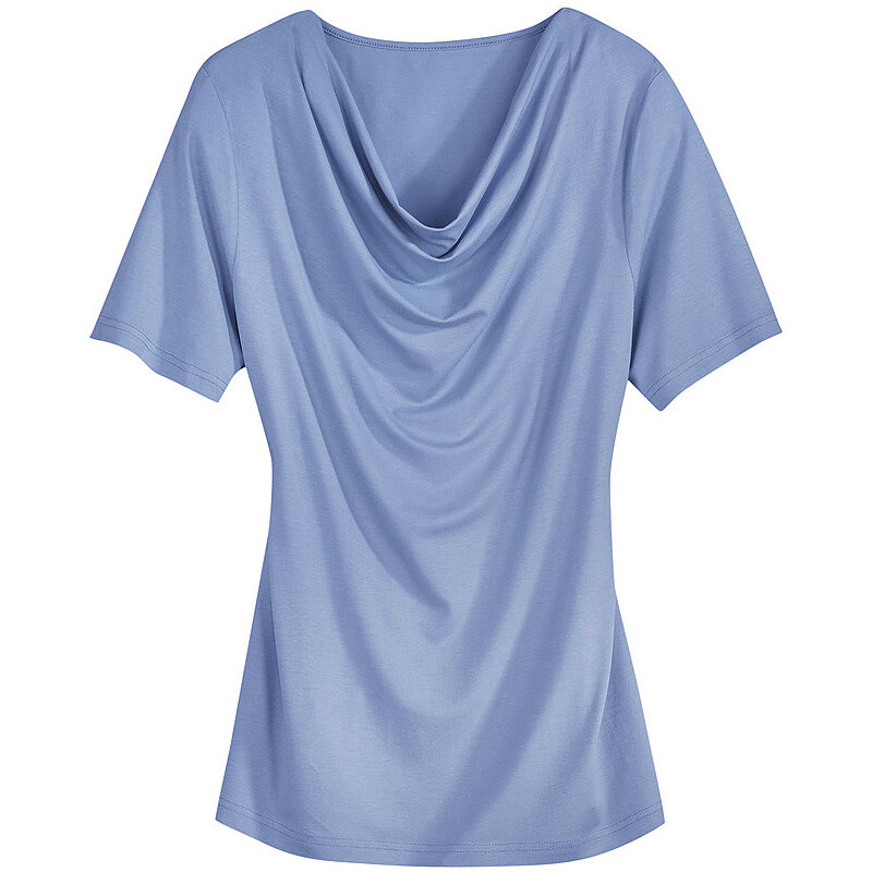CLASSIC INSPIRATIONEN Damen Classic Inspirationen Shirt mit reizvollem Wasserfall-Ausschnitt blau 36,38,40,42,44,46,48,50,52,54