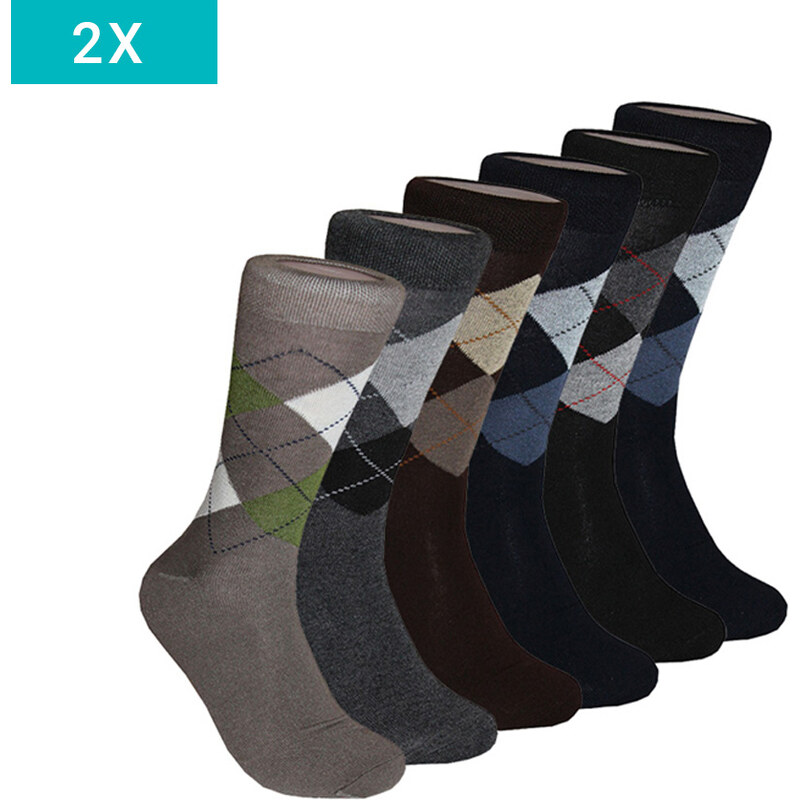 Lesara 12er-Set Business-Socken mit Argyle-Muster - 39-42