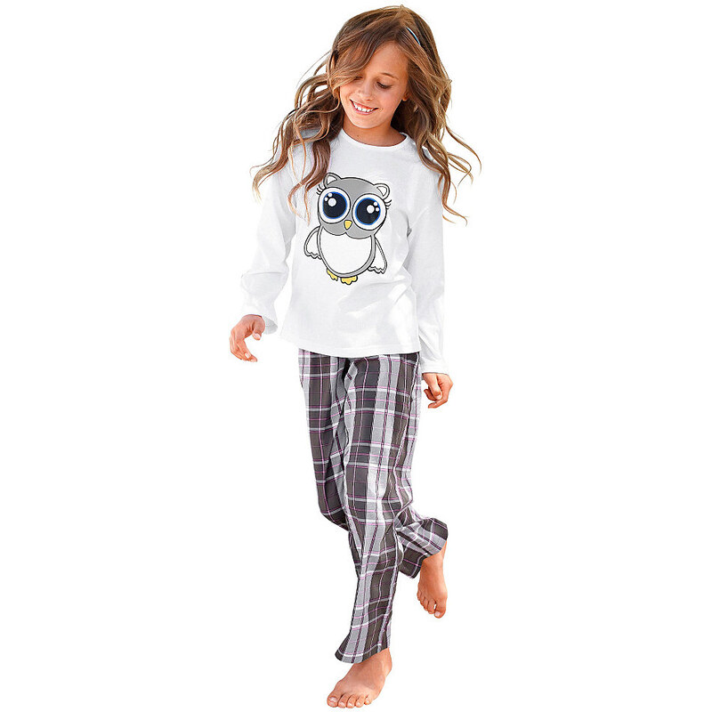 Pyjama für kleine Nachteulen - niedlicher Schlafanzug mit gewebter Hose Petite Fleur weiß 110/116,122/128,134/140,146/152,158/164,170/176,98/104