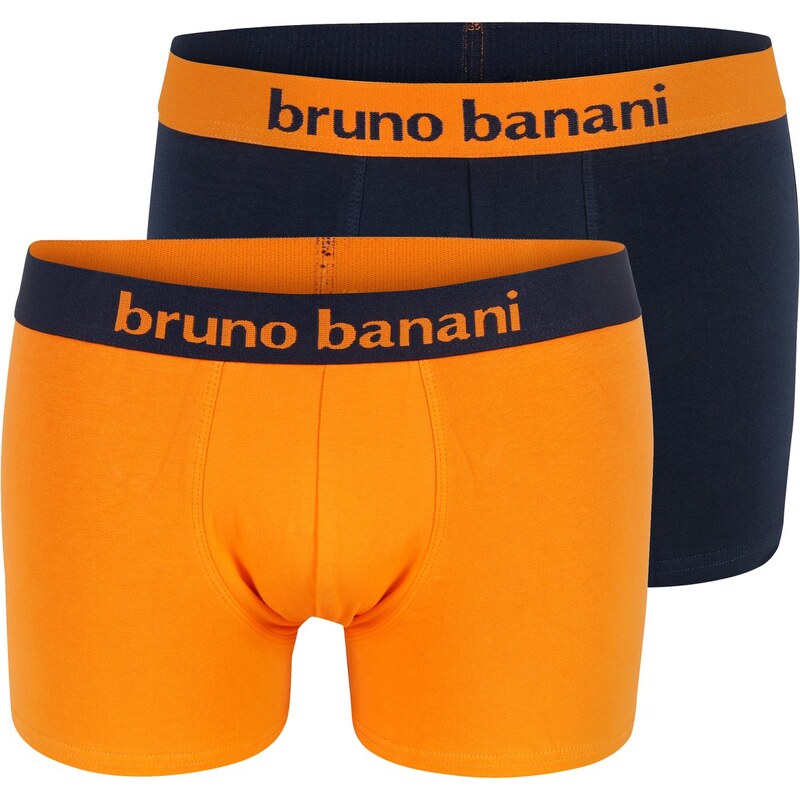 Bruno Banani 2-Pack Boxershorts 'Flowing', orange/navy