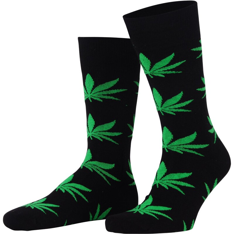 Hot Soccs Socke 'Cannabis', schwarz/grün