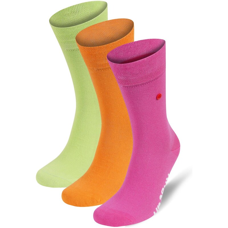 Unabux Socken 3-Pack 'Uni' orange, hellgrün, pink