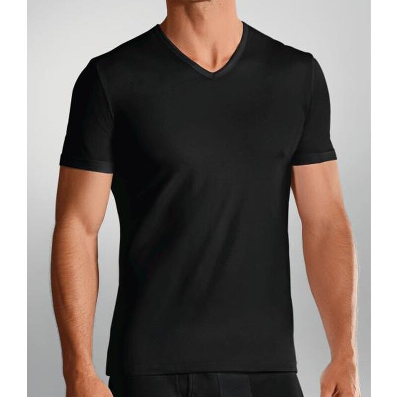 Jockey Unterhemd 'Modern Stretch', schwarz, halbarm, V-Hals