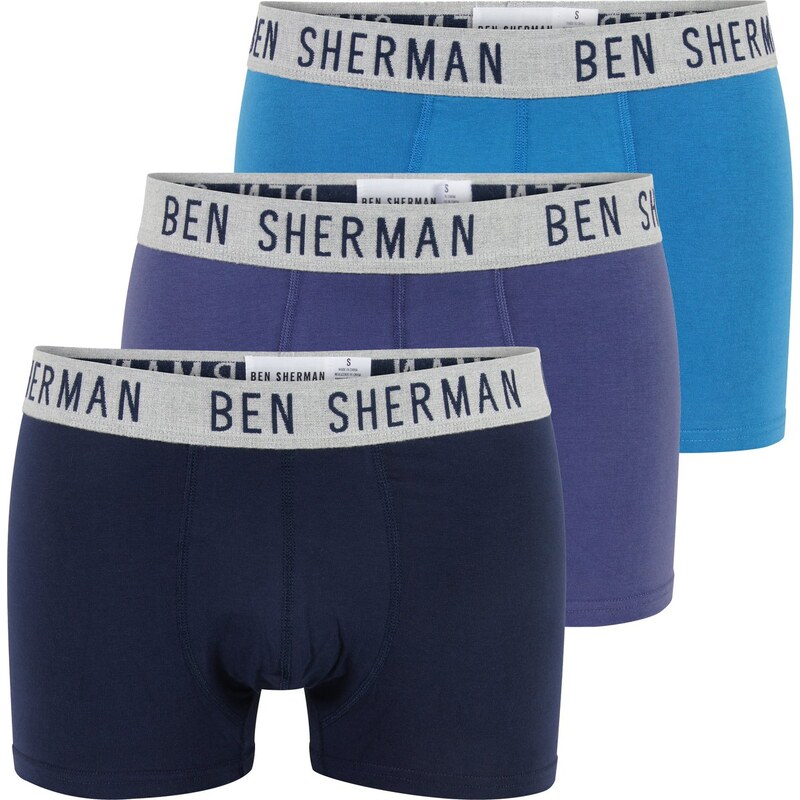 Ben Sherman 3-Pack Retroshorts 'Uni', navy/ocean/crown blue