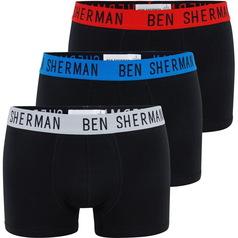 Ben Sherman 3-Pack Retroshorts 'Uni', black