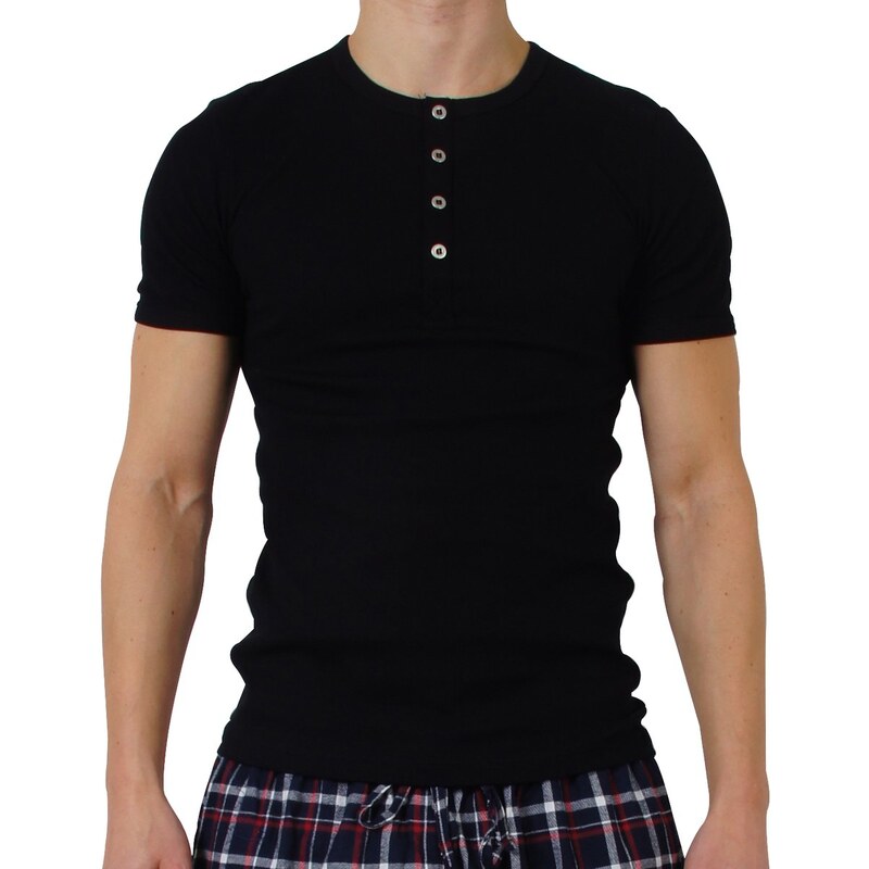 Schiesser Unterhemd mit Knopfleiste 'Shirt 1/2', schwarz