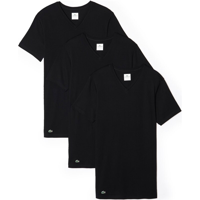 Lacoste 3-Pack T-Shirts 'Essentials' V-Neck (Schwarz)