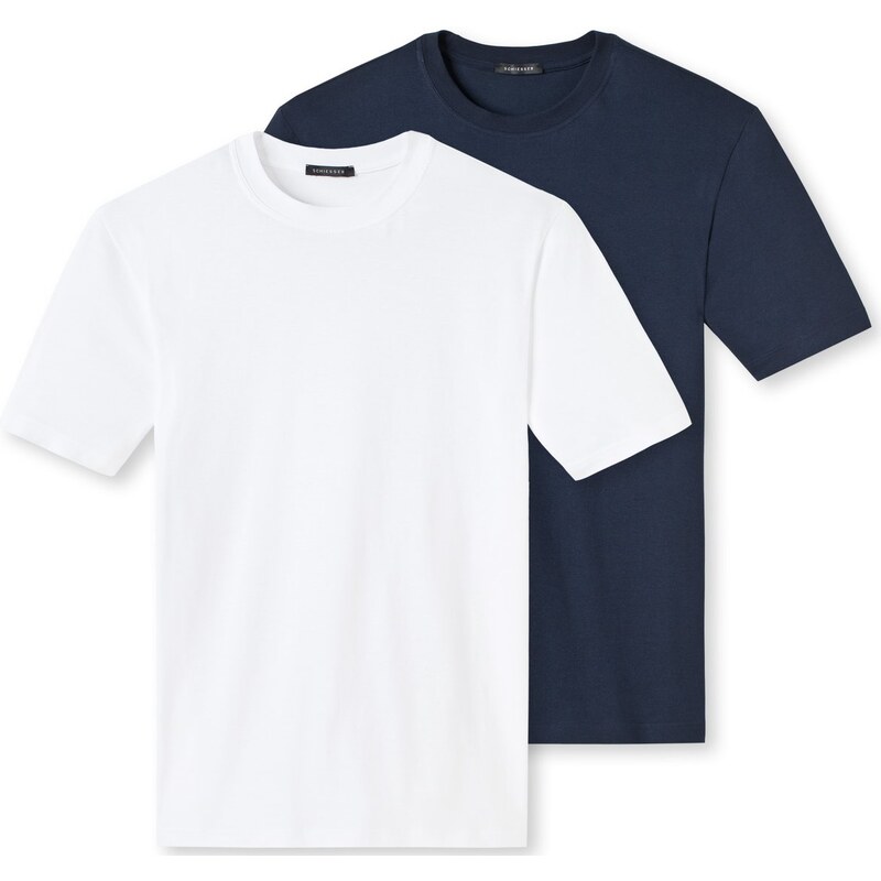 Schiesser 2er Pack 'American T-Shirt', navy und weiß