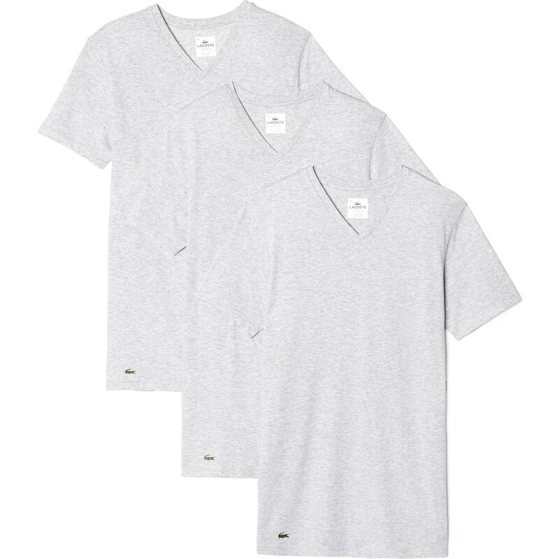 Lacoste 3-Pack T-Shirts 'Essentials' V-Neck, grau melange