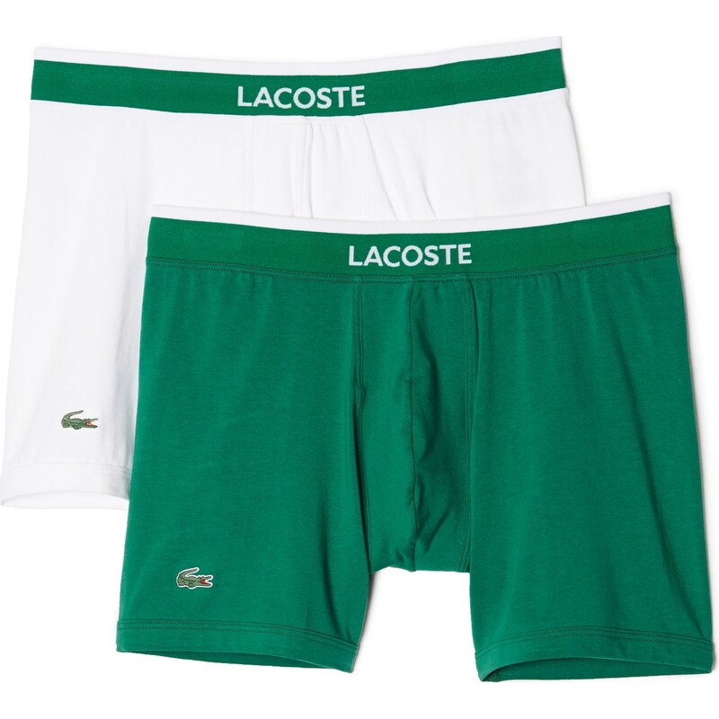 Lacoste 2-Pack Boxer Briefs 'Cotton Stretch' (Grün/Weiß)