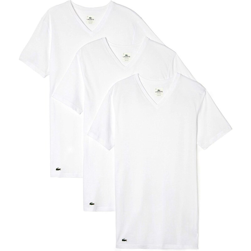 Lacoste 3-Pack T-Shirts 'Essentials' V-Neck, weiß