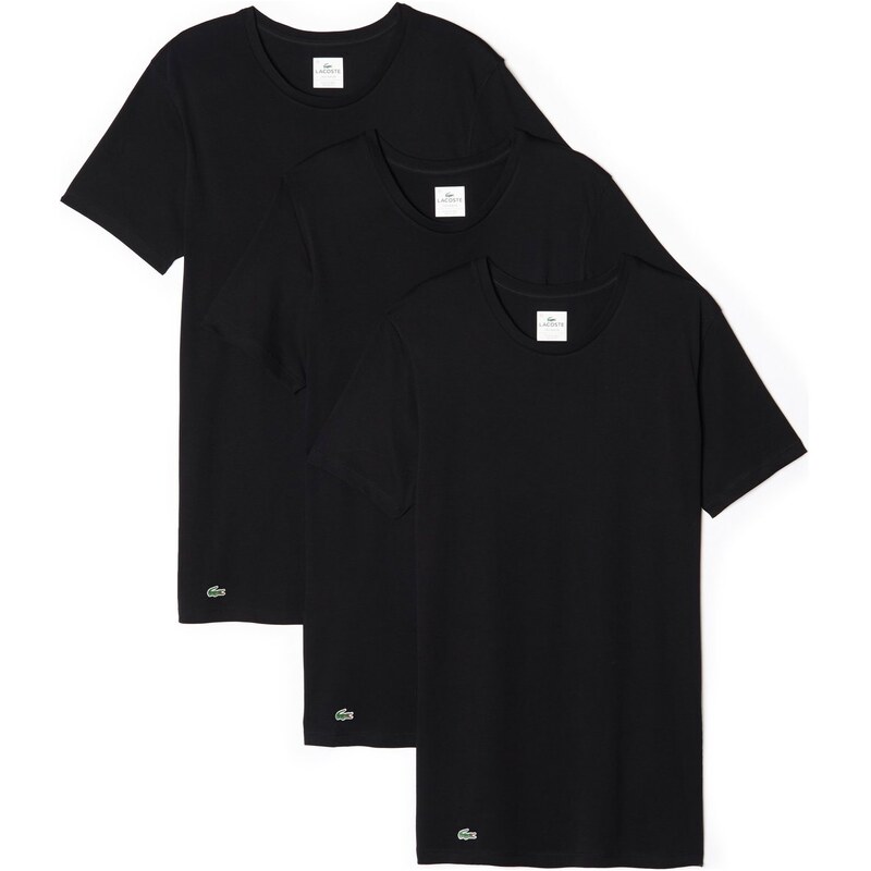 Lacoste 3-Pack T-Shirts 'Essentials' rundhals, schwarz