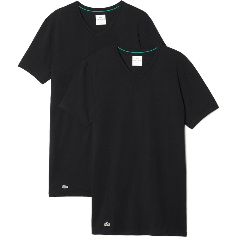 Lacoste 2-Pack T-Shirts 'Cotton Stretch', V-Neck (Schwarz)