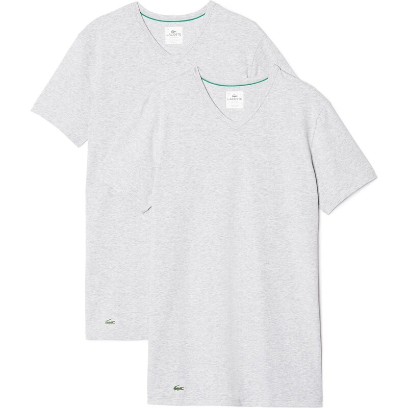 Lacoste 2-Pack T-Shirts 'Cotton Stretch', V-Neck (Grau)