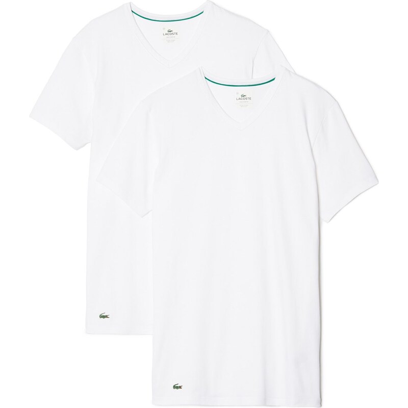Lacoste 2-Pack T-Shirts 'Cotton Stretch', V-Neck (Weiß)