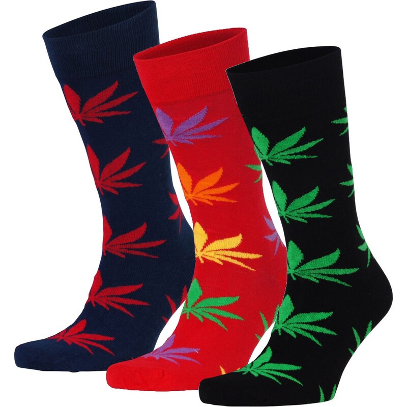 Hot Soccs 3-Pack Socken 'Cannabis', mehrfarbig